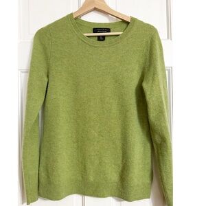 Tahari 2-Ply Cashmere Crewneck Green Sweater Sz M